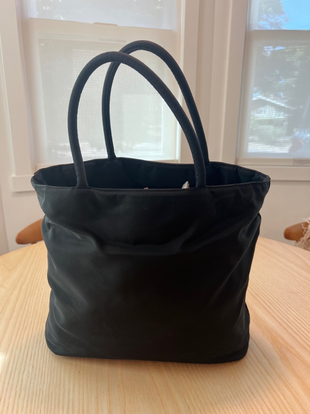 Prada Black Nylon Shopper Tote with Triangle Logo - Picture 2 of 8